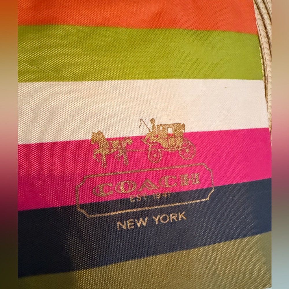 Coach Legacy Striped Canvas Envelope Pouch with Gold Logo for Passport/Ledger - Picture 3 of 9
